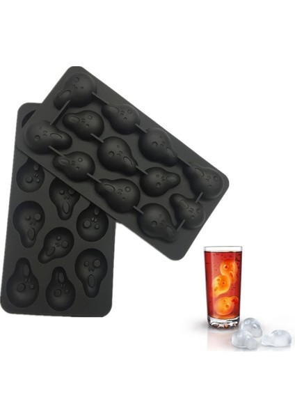 D Stili 3D Kafatası Buz Silikon Kalıp Makinesi Buz Küpü Tepsisi Puding Kalıbı Kek Şeker Kalıbı Bar Partisi Serin Şarap Dondurma Mutfak Dıy Aksesuar (Yurt Dışından)