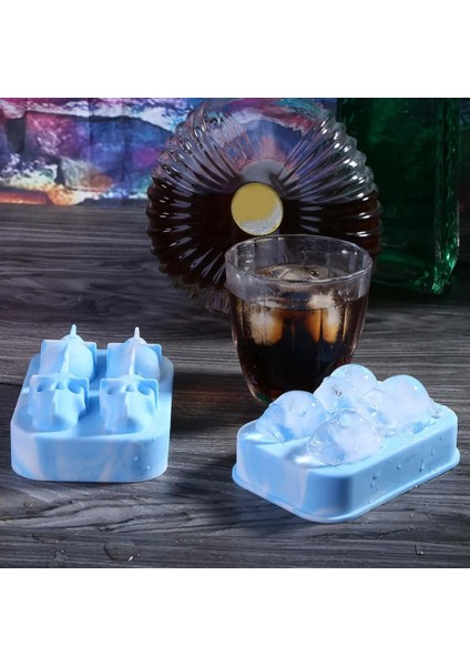D Stili 3D Kafatası Buz Silikon Kalıp Makinesi Buz Küpü Tepsisi Puding Kalıbı Kek Şeker Kalıbı Bar Partisi Serin Şarap Dondurma Mutfak Dıy Aksesuar (Yurt Dışından)
