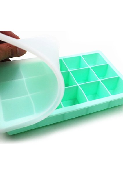 15 Izgara Mavi Stili Kapakla 15 Izgara Gıda Sınıfı Buz Küpü Tepsisi Silikon Kapaklı Buz Kalıbı Ev Dıy Dondurma Ice Cube Maker Soğuk Içecek Mutfak Bar Aksesuarları (Yurt Dışından) fırsatları