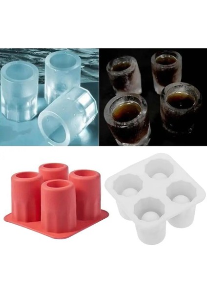 Kırmızı Stil Buz Küpü Tepsi Kalıbı, Shot Bardakları Yapar Buz Kalıbı Yenilik Hediyeler Buz Tepsisi Yaz Içme Aracı Ice Shot Glass Viski Kokteyl Soğuk (Yurt Dışından) modelleri