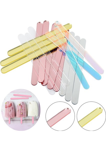 B14-10 Adet Tarzı Akrilik Dondurma Çubukları Şeffaf Renkli Pop Popsicle Stick Ev Çocuklar Için Popsicle Kalıp Malzemeleri Hawai Partisi Yapımı (Yurt Dışından)