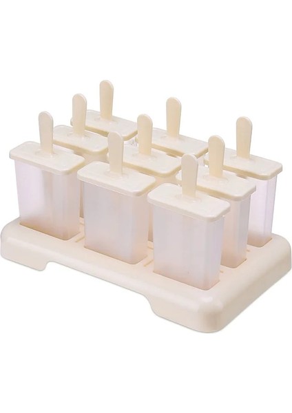 Bej Tarzı Küçük Hücreler Varış Dondurma Buz Popsicle Kalıp Seti, Yeniden Kullanılabilir Dondurma Kalıbı Çubuk ve Kapaklı Yaratıcı Mutfak Aleti (Yurt Dışından)