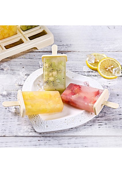 Bej Tarzı Küçük Hücreler Varış Dondurma Buz Popsicle Kalıp Seti, Yeniden Kullanılabilir Dondurma Kalıbı Çubuk ve Kapaklı Yaratıcı Mutfak Aleti (Yurt Dışından) modelleri