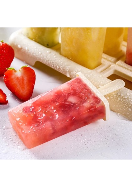 Bej Tarzı Küçük Hücreler Varış Dondurma Buz Popsicle Kalıp Seti, Yeniden Kullanılabilir Dondurma Kalıbı Çubuk ve Kapaklı Yaratıcı Mutfak Aleti (Yurt Dışından) fırsatları