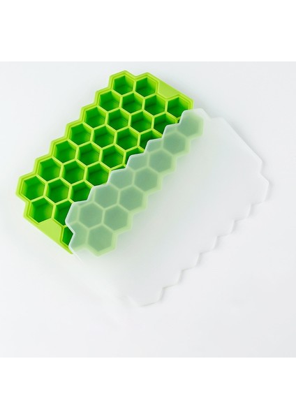 Yeşil Stil Kapaklı Silikon Petek Buz Küpü Kalıp Dondurma Dondurulmuş Meyve Süt Kahve Dıy Ev Yapımı Tatlılar Temizlemesi Kolay ve Yeniden Kullanılabilir (Yurt Dışından)