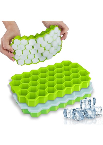 Yeşil Stil 37 Hücre 9 Renk Petek Buz Küpü Tepsileri Çıkarılabilir Kapaklı Silika Jel Buz Küpü Kalıp Bpa Ücretsiz Mutfak Aksesuarları (Yurt Dışından) indirimleri