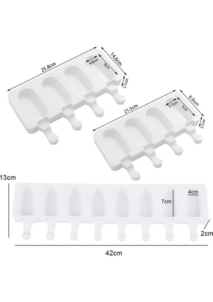 Klasik Stil 8 Hücreli Dondurma Makinesi Silikon Buz Küpü Tepsisi Gıda Güvenli Popsicle Maker Dıy Ev Yapımı Dondurucu Buz Lolly Kalıp Ev Dondurma Araçları (Yurt Dışından) fiyatları