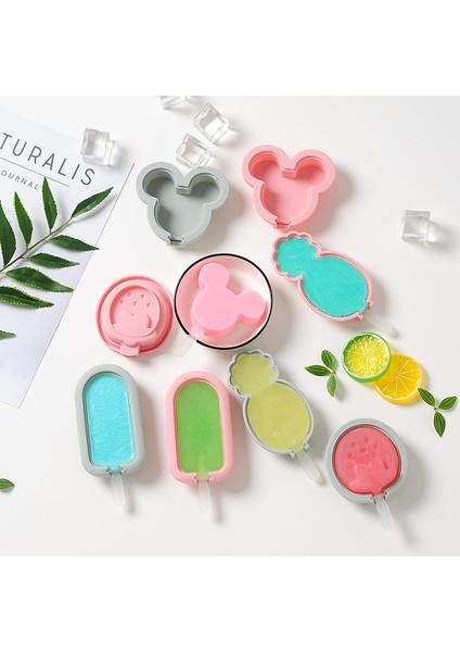 Çilek Pembe Tarzı Kapaklı Silikon Dondurma Kalıbı Sevimli Popsicle Varil Diy Kalıp Tatlı Dondurma Popsicle Stick ile Çocuk Hediye (Yurt Dışından) fiyatları