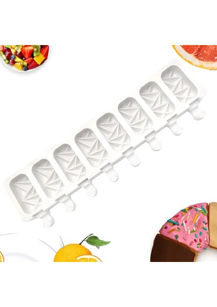 Beyaz-F Tarzı 8 Boşluk Silikon Popsicle Kalıp Çizgili Dondurma Bar Yapımcıları Dıy Kithchen Ev Yapımı Lolly Kalıpları Küçük Elmas Buz Kalıpları (Yurt Dışından)