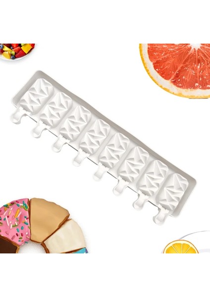 Beyaz-F Tarzı 8 Boşluk Silikon Popsicle Kalıp Çizgili Dondurma Bar Yapımcıları Dıy Kithchen Ev Yapımı Lolly Kalıpları Küçük Elmas Buz Kalıpları (Yurt Dışından)