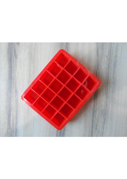 Kırmızı Kapaksız Stil Buz Küpü Kalıp Silikon Çikolatalı Dondurma Jöle Şeker Puding Kalıbı Kapaklı Tepsi Yapıcı Tutacağı Kolay Serbest Bırakma 20 Izgara (Yurt Dışından)