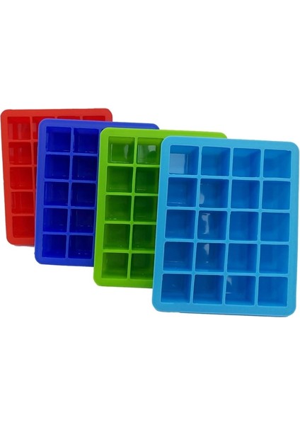 Kırmızı Kapaksız Stil Buz Küpü Kalıp Silikon Çikolatalı Dondurma Jöle Şeker Puding Kalıbı Kapaklı Tepsi Yapıcı Tutacağı Kolay Serbest Bırakma 20 Izgara (Yurt Dışından)