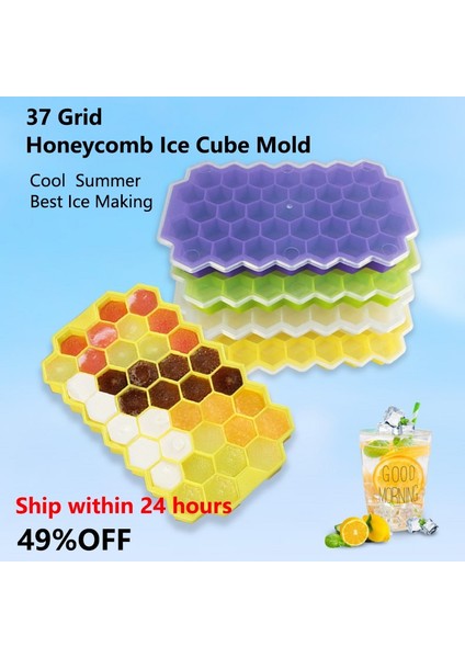 Beyaz Stil Kapaklı Silikon Petek Buz Küpü Kalıp Dondurma Dondurulmuş Meyve Süt Kahve Dıy Ev Yapımı Tatlılar Temizlemesi Kolay ve Yeniden Kullanılabilir (Yurt Dışından) fırsatları