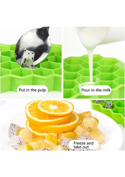 Beyaz Stil Kapaklı Silikon Petek Buz Küpü Kalıp Dondurma Dondurulmuş Meyve Süt Kahve Dıy Ev Yapımı Tatlılar Temizlemesi Kolay ve Yeniden Kullanılabilir (Yurt Dışından) indirimleri
