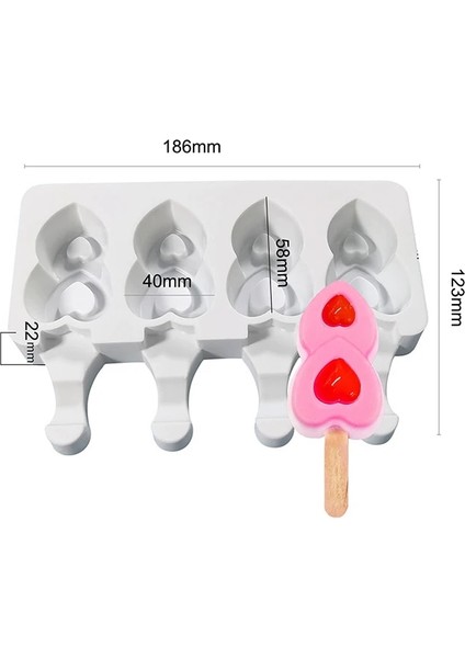 4 Boşluklu Kalp Stili 4 Kavite Pişirme Mlicone Dondurma Kalıpları Popsicle Kalıpları Ev Yapımı Kek Çikolatalı Cakesicle Kalıp Dıy Buz Pops Oval Için (Yurt Dışından) fiyatları