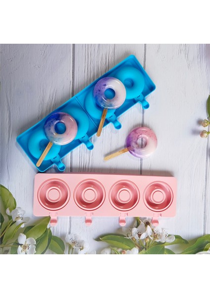 Beyaz Stil 2022 Yeni Donut Buz Kalıbı Silikon Dondurma Kalıbı Ev Yapımı 4 Kavite Popsicle Kalıp Pişirme Araçları Kek Mum Küp Pop Şeker (Yurt Dışından) fiyatları