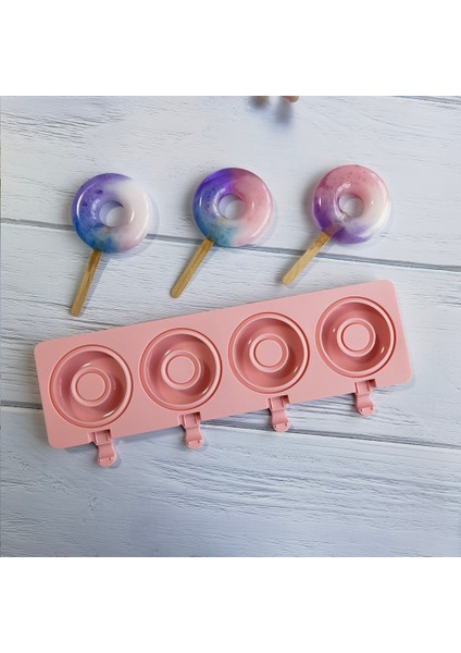 Beyaz Stil 2022 Yeni Donut Buz Kalıbı Silikon Dondurma Kalıbı Ev Yapımı 4 Kavite Popsicle Kalıp Pişirme Araçları Kek Mum Küp Pop Şeker (Yurt Dışından) indirimleri
