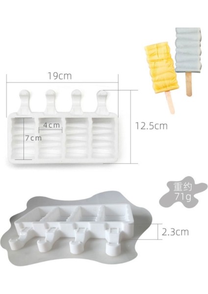 4 Hücre Blok Stili Silikon Popsicle Kalıp Dondurma Kalıbı Yaz Dıy Ev Yapımı Buz Küpü Tepsi Buz Pop Blok Dondurucu Meyve Suyu Tatlı Makinesi Aracı (Yurt Dışından)