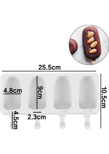 Büyük 4 Hücre Stili 4 Delik Silikon Dondurma Formları Popsicle Kalıpları Dıy Ev Yapımı Tatlı Dondurucu Meyve Suyu Buz Pop Küp Maker Kalıp (Yurt Dışından)