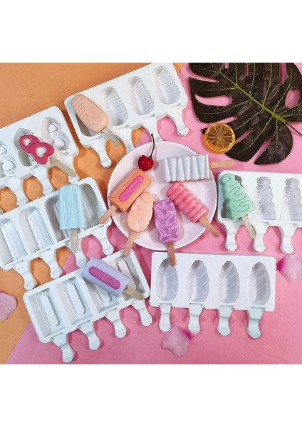 Büyük 4 Hücre Stili Silikon Popsicle Kalıp Dondurma Kalıbı Yaz Dıy Ev Yapımı Buz Küpü Tepsi Buz Pop Blok Dondurucu Meyve Suyu Tatlı Makinesi Aracı (Yurt Dışından) fiyatları