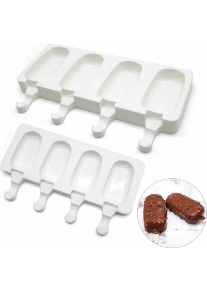 H Tarzı 4 Hücre Magnum Silikon Kalıp Silikon Dondurma Kalıbı Popsicle Kalıpları Dıy Dondurma Kalıbı Buz Pop Maker Kalıp Çubukları ile (Yurt Dışından)