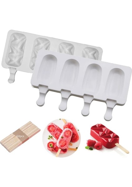 H Tarzı 4 Hücre Magnum Silikon Kalıp Silikon Dondurma Kalıbı Popsicle Kalıpları Dıy Dondurma Kalıbı Buz Pop Maker Kalıp Çubukları ile (Yurt Dışından)