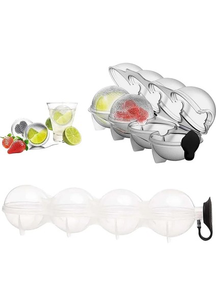 4 Delikli Buz Topu Makinesi Kutusu Viski Makinesi Yuvarlak Hokey Kalıbı Buz Tepsisi Kalıp Buz Makinesi Silikon Buz Kalıbı Mutfak Aracı Aksesuarları (Yurt Dışından)