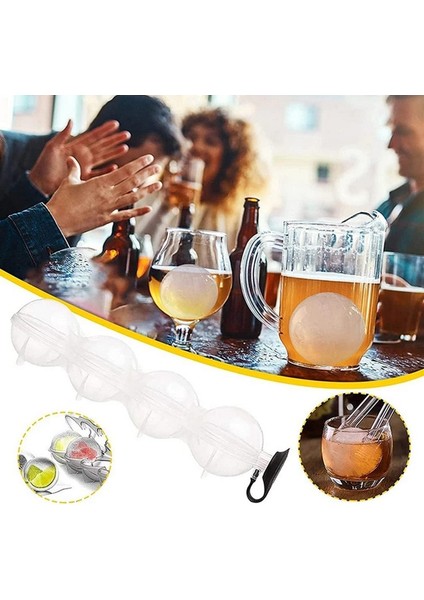 4 Delikli Buz Topu Makinesi Kutusu Viski Makinesi Yuvarlak Hokey Kalıbı Buz Tepsisi Kalıp Buz Makinesi Silikon Buz Kalıbı Mutfak Aracı Aksesuarları (Yurt Dışından) modelleri