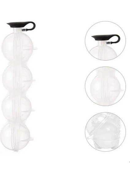 4 Delikli Buz Topu Makinesi Kutusu Viski Makinesi Yuvarlak Hokey Kalıbı Buz Tepsisi Kalıp Buz Makinesi Silikon Buz Kalıbı Mutfak Aracı Aksesuarları (Yurt Dışından) fırsatları