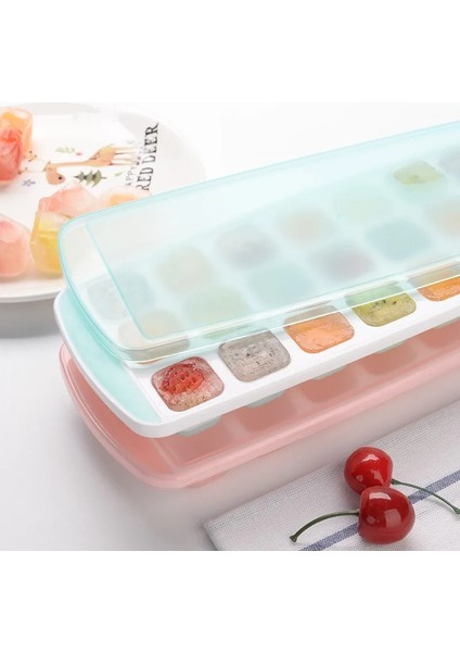 Turuncu Kalp Stili 21 Hücreli Silikon Buz Küpü Kalıbı Kalp Şekli Buz Tepsisi Ev Dondurulmuş Buz Kalıbı Plastik Kapaklı Buz Kutusu Mutfak Bar Aksesuarları (Yurt Dışından) indirimleri