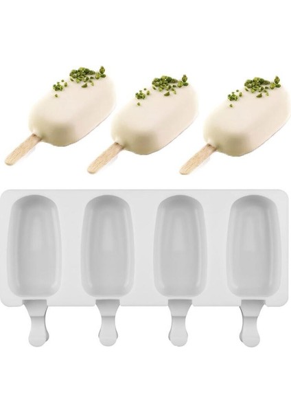 50 Adet Çubuk Stili 4 Hücre Büyük Boy Silikon Dondurma Kalıbı Popsicle Kalıpları Dıy Ev Yapımı Tatlı Dondurucu Meyve Suyu Buz Pop Maker Kalıp Çubukları ile (Yurt Dışından)