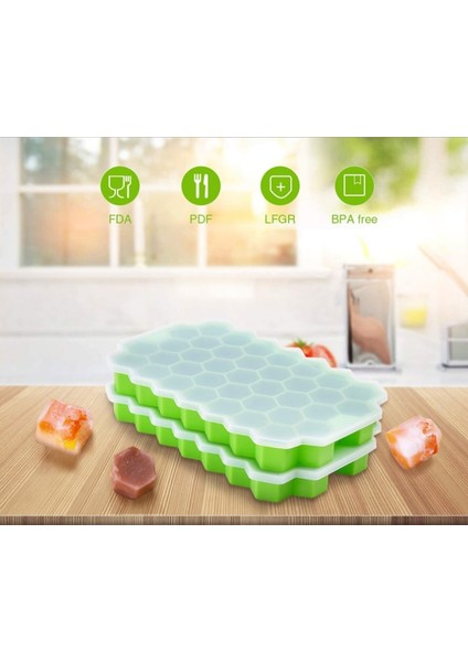 Kapaklı Mavi Silikon Petek Hareketli 37 Buz Tepsisi, Çıkarılabilir Kapaklı Silikon Buz Kalıbı, Bpa Içermez (Yurt Dışından) fiyatları