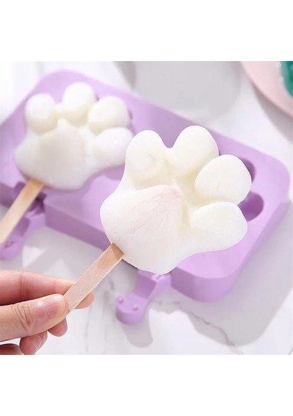 50 Adet Çubuk Stili Sevimli Karikatür Hayvan Paw Dondurma Kalıbı Silikon Popsicle Kalıpları Yeniden Kullanılabilir Bpa Içermeyen Buz Pop Kalıbı, Kapaklı Çubuklar (Yurt Dışından)
