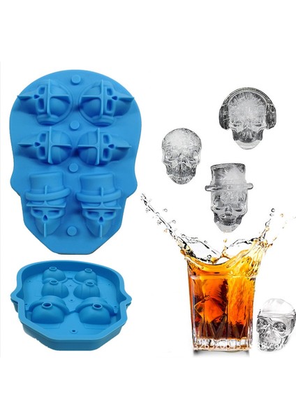 No.2 Tarzı Silikon Kalıp Buz Küpü Makinesi 3D Kafatası Bira Içecek Şeker Çikolata Kalıp Tepsisi Dondurma Dıy Aracı Viski Şarap Kokteyl Buz Küpü (Yurt Dışından)
