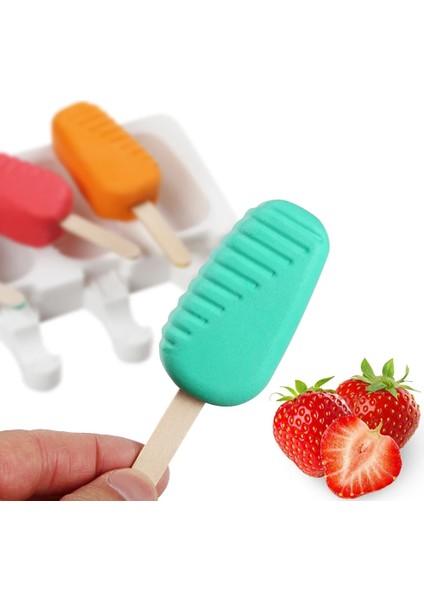H-50çubuk Stili Silikon Dondurma Kalıbı Dıy Ev Yapımı Popsicle Kalıpları Dondurucu 4 Hücre Küçük Boy Buz Küpü Tepsi Popsicle Varil Yapımcıları Pişirme Araçları (Yurt Dışından) indirimleri