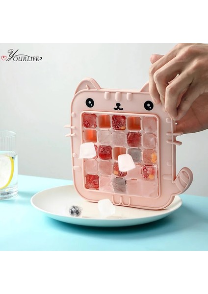 Mavi Kedi Stili Oyourlıfe Sevimli Karikatür Plastik Buz Küpü Tepsisi Aile Buz Küpü Makinesi Mutfak Bar Dıy Kare Şekli Hızlı Dondur Buz Küpü Kalıp (Yurt Dışından) fırsatları
