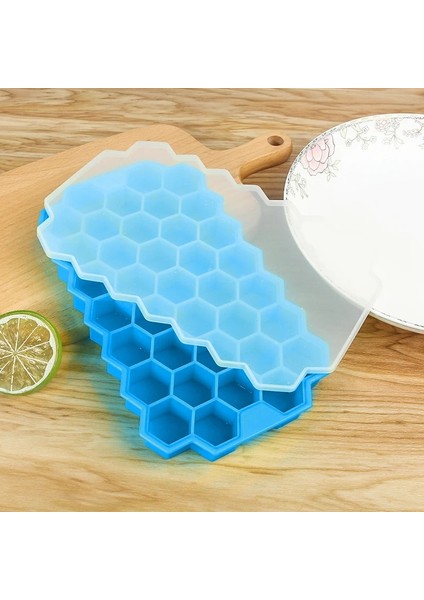 Kapak Stili ile Mavi 37 Küp Buz Tepsisi Kalıp Yaz Yaratıcı Dıy Petek Şekli Ray Parti Soğuk Içecek Araçları Silikon Buzlu Şeker Mutfak Bar Aletleri (Yurt Dışından)
