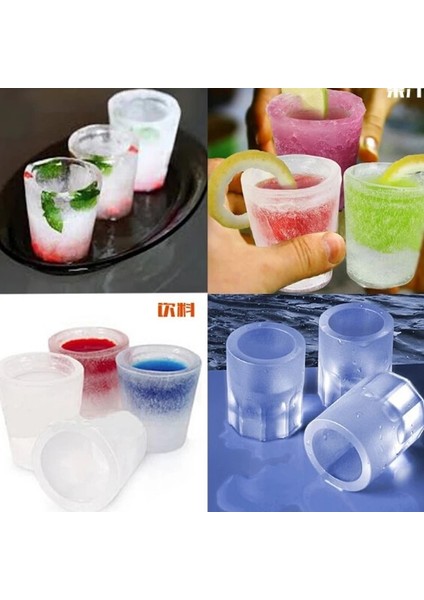 Mavi Stil 4 Bardak Şekli Silikon Buz Küpü Kalıp Atış Cam Buz Kalıbı Buz Küpü Tepsisi Yaz Bar Partisi Bira Buz Kokteyli Soğuk Içme Araçları (Yurt Dışından) indirimleri