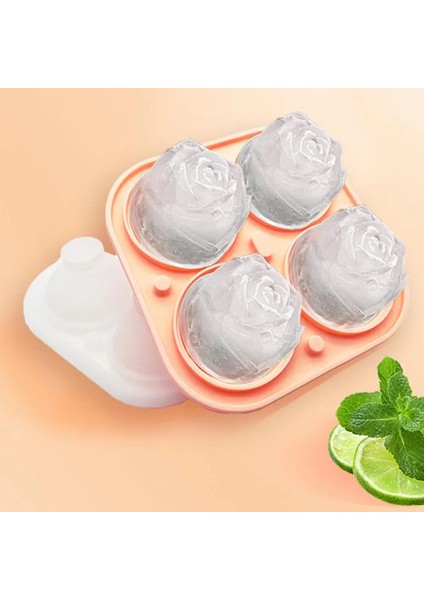 Yeşil Stil Gül Silikon Buz Tepsisi Çiçek Şekli Buz Küpü Makinesi Gıda Dereceli Sızıntı Önleyici 4 Izgara Bar Için Yeniden Kullanılabilir Silikon Buz Küpü Kalıbı (Yurt Dışından) modelleri