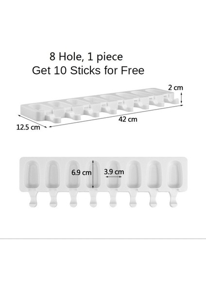 8 Delik Stili Delik Silikon Dondurma Kalıbı Buz Küpü Tepsisi Buzlu Şeker Varil Diy Kalıp Tatlı Dondurma Kalıbı Buzlu Şeker Çubuğu ile (Yurt Dışından)