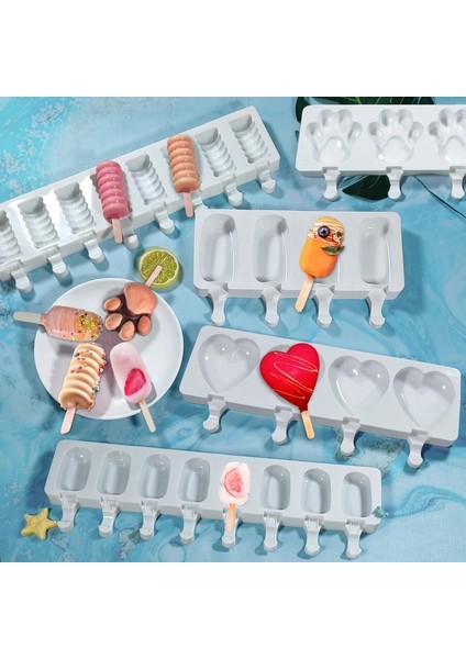8 Delik Stili Delik Silikon Dondurma Kalıbı Buz Küpü Tepsisi Buzlu Şeker Varil Diy Kalıp Tatlı Dondurma Kalıbı Buzlu Şeker Çubuğu ile (Yurt Dışından) modelleri