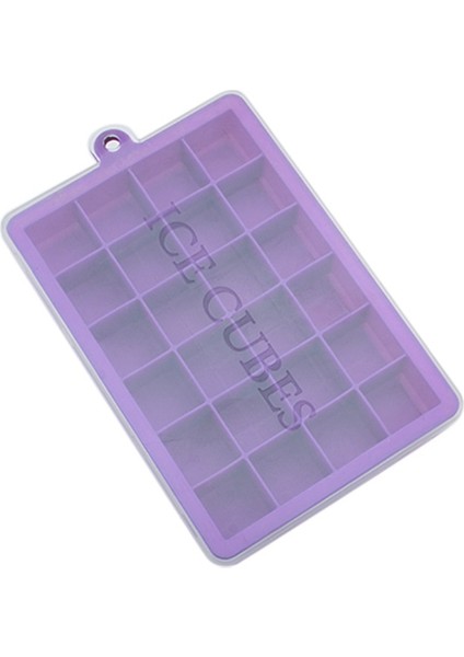Kapaklı Mor 24 Kapaklı Silikon Buz Küpü Tepsi Buz Küpü Kalıp Gıda Sınıfı Silikon Viski Kokteyl Içecek Çikolatalı Dondurma Makinesi Parti Barı (Yurt Dışından)