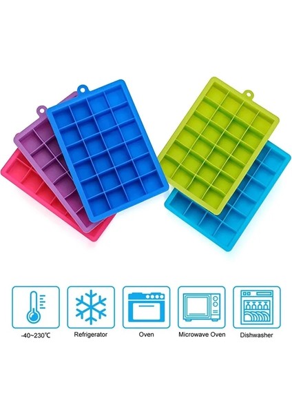 Kapaklı Mor 24 Kapaklı Silikon Buz Küpü Tepsi Buz Küpü Kalıp Gıda Sınıfı Silikon Viski Kokteyl Içecek Çikolatalı Dondurma Makinesi Parti Barı (Yurt Dışından) fiyatları