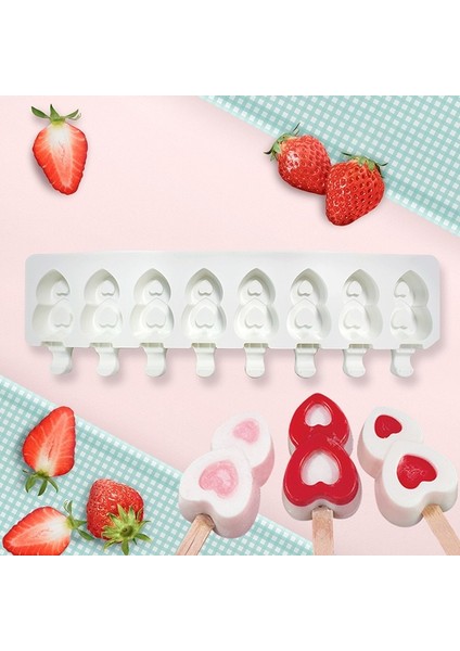 D Stili Mini Dondurma Kalıpları Pişirme, Silikon Dondurma Kalıpları Kek, Dıy Ice Pops Için Cakesicle Kalıp, Oval, 8-Boşluk (Yurt Dışından)