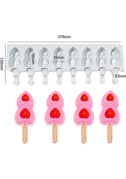 D Stili Mini Dondurma Kalıpları Pişirme, Silikon Dondurma Kalıpları Kek, Dıy Ice Pops Için Cakesicle Kalıp, Oval, 8-Boşluk (Yurt Dışından)