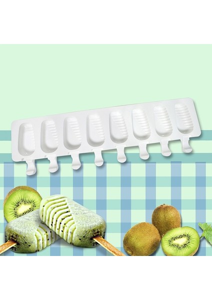 D Stili Mini Dondurma Kalıpları Pişirme, Silikon Dondurma Kalıpları Kek, Dıy Ice Pops Için Cakesicle Kalıp, Oval, 8-Boşluk (Yurt Dışından)