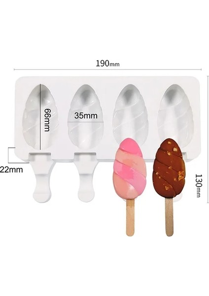 D Stili Mini Dondurma Kalıpları Pişirme, Silikon Dondurma Kalıpları Kek, Dıy Ice Pops Için Cakesicle Kalıp, Oval, 8-Boşluk (Yurt Dışından)
