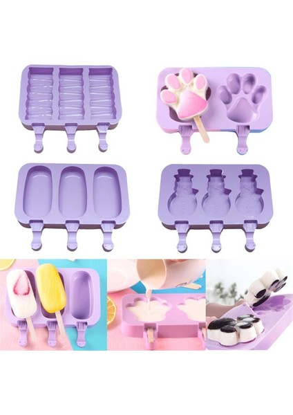 x Stili Silikon Dondurma Kalıp Popsicle Kalıpları Buz Küpü Tepsi Dıy Ev Yapımı Karikatür Dondurma Popsicle Ice Pop Maker Kalıp ile Sopa (Yurt Dışından)