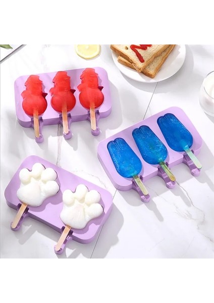 x Stili Silikon Dondurma Kalıp Popsicle Kalıpları Buz Küpü Tepsi Dıy Ev Yapımı Karikatür Dondurma Popsicle Ice Pop Maker Kalıp ile Sopa (Yurt Dışından)