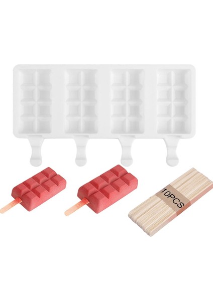 Altın Tarzı 4 Kavite Pişirme Mlicone Dondurma Kalıpları Popsicle Kalıpları Ev Yapımı Kek Çikolatalı Cakesicle Kalıp Dıy Buz Pops Oval Için (Yurt Dışından) fiyatları